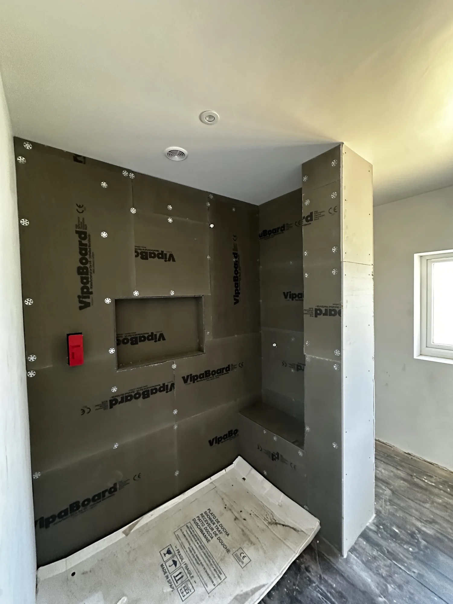 Waterproof shower boarding and tray during a bathroom fit by PHG