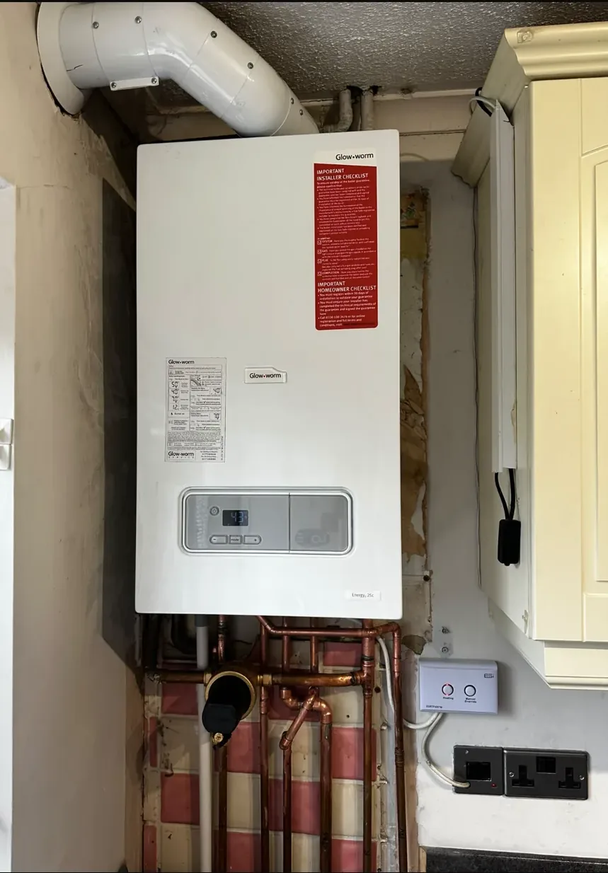 New boiler flue and condensate fitted correctly
