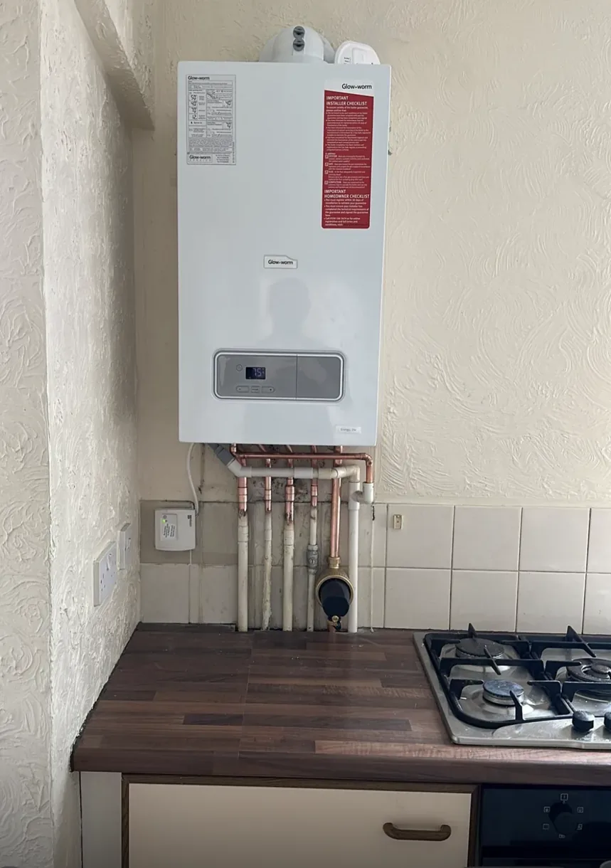 Completed boiler installation ready for commissioning