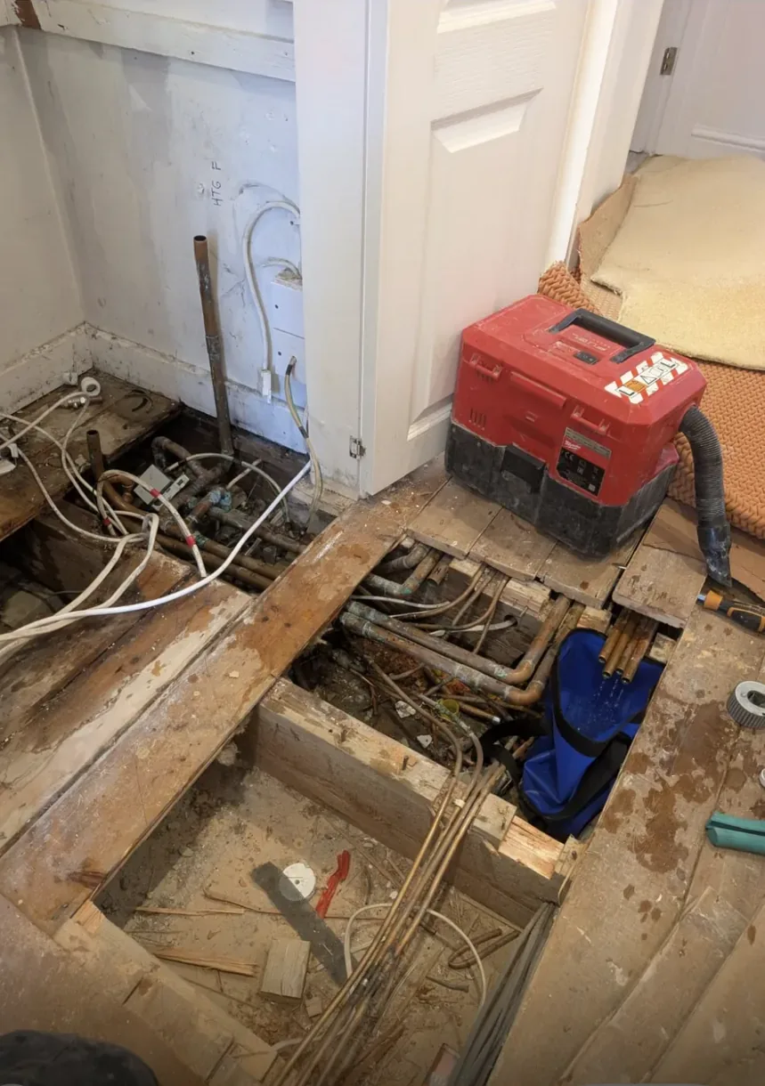 Radiator and valve fitted during a central heating install